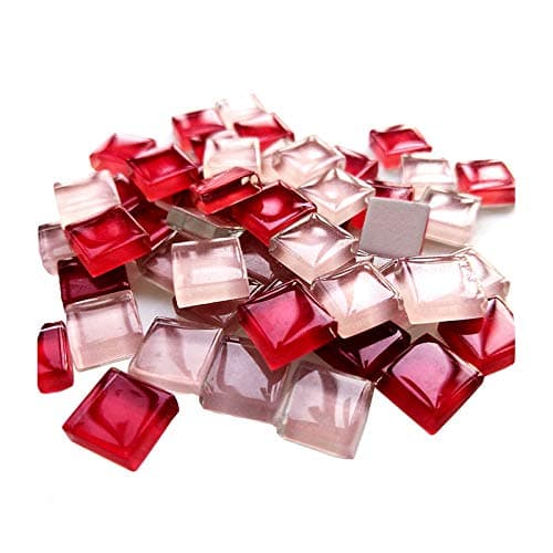 100 Pieces Bulk Mosaic Tiles Assorted Color Opaque Mosaic Glass Crafts Supplies for DIY Picture Coaster Home Mosaic Decoration1x1cmRed Series