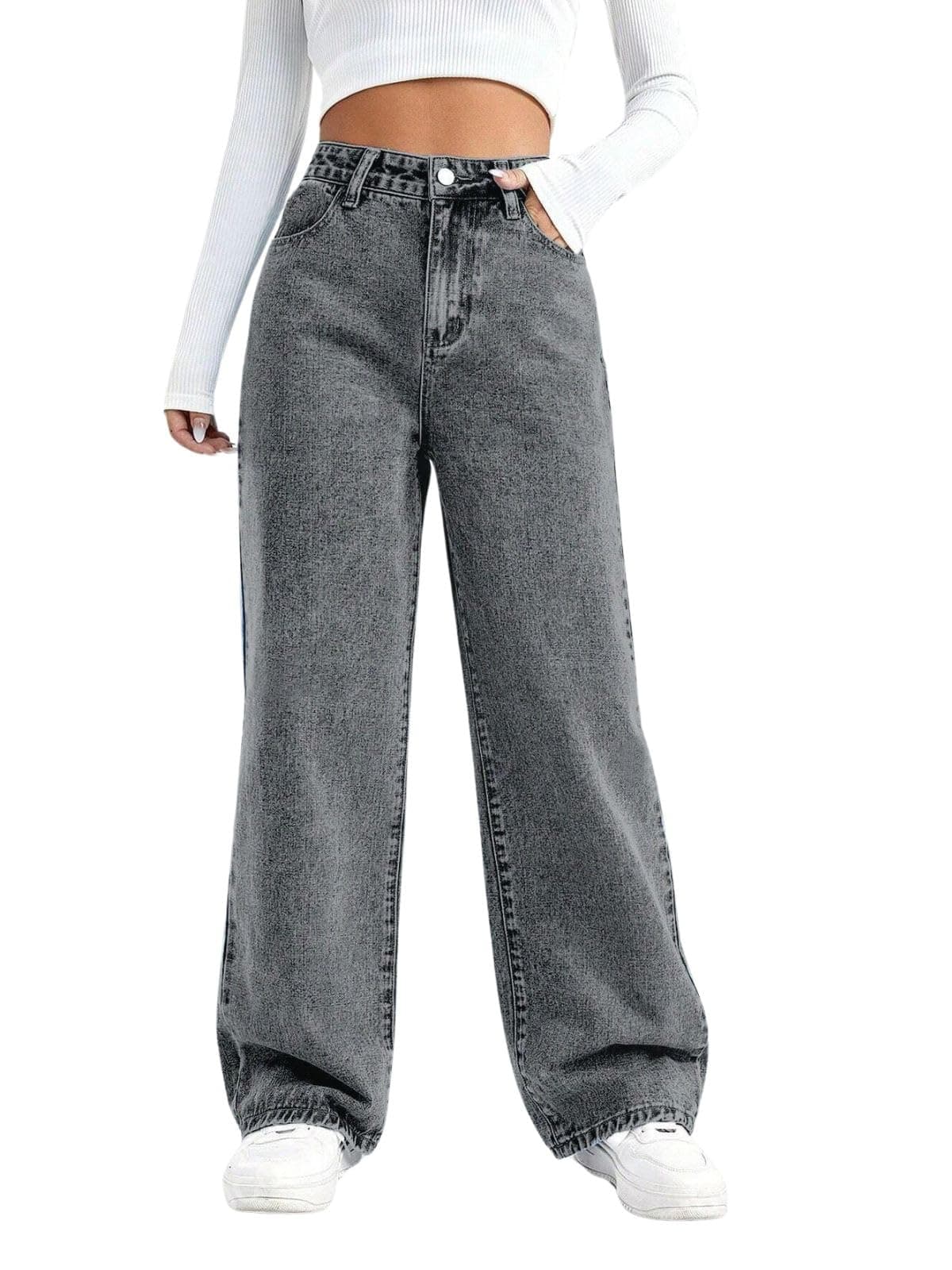 GRECIILOOKS Jeans for Women Grey
