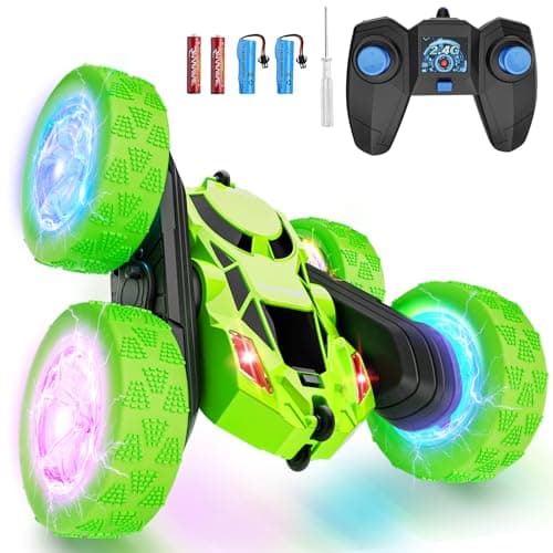 Hamdol Remote Control Stunt Car for Kids 360 Spinning DoubleSided RC Toy with LED Wheel Lights 4WD Rechargeable Vehicle for Boys Ages 612 Educational STEM Toy Valentines Gift