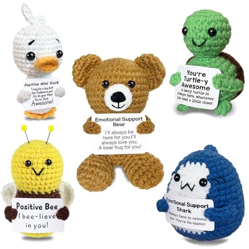 Easter Basket Essentials Positive Crochet Animals Emotional Support Crochet Animals with Positive Messages Mini Positive Turtle Duck Shark Encouragement Gifts for Women Men Friends Employees Adult
