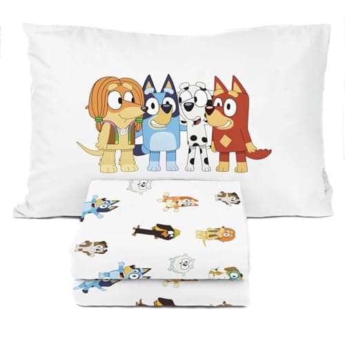 Sunny Side Up Bluey & Friends Twin Sheet Set - 3 Piece Kids Bedding Set Includes Pillow Cover - Super Soft Microfiber Sheets
