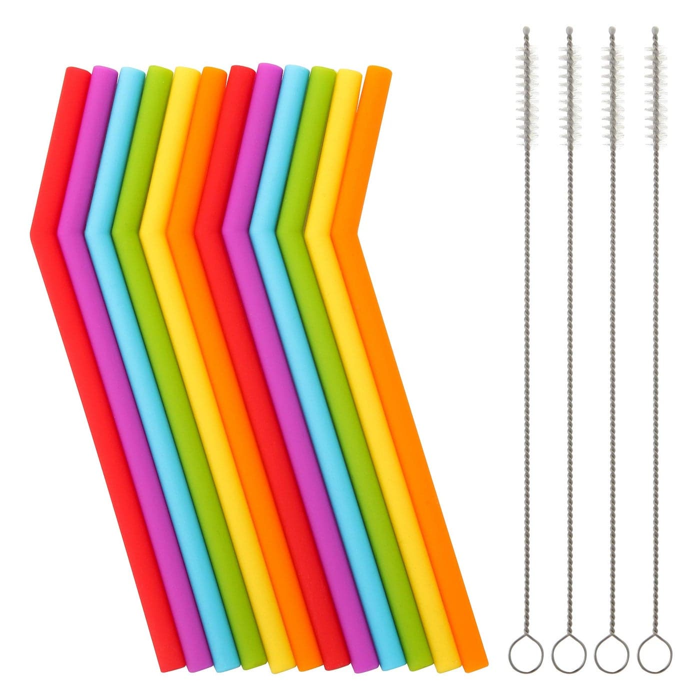 Reusable Silicone Straws for Toddlers Kids 12 pcs Flexible Short Drink 67 Straws for 612 oz YetiRticOzark Tumblers 4 Cleaning Brushes BPA free Ecofriendlyno Rubber Tast