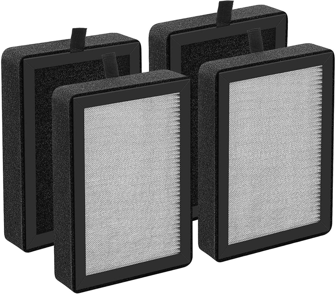 4 Pack LVH128 Replacement Filter Compatible with LEVOIT LVH128 PUURVSAS HM669A ROVACS RV60 Air Purifiers 3in1 Middle Layer Activated Carbon Layer and PreFilter