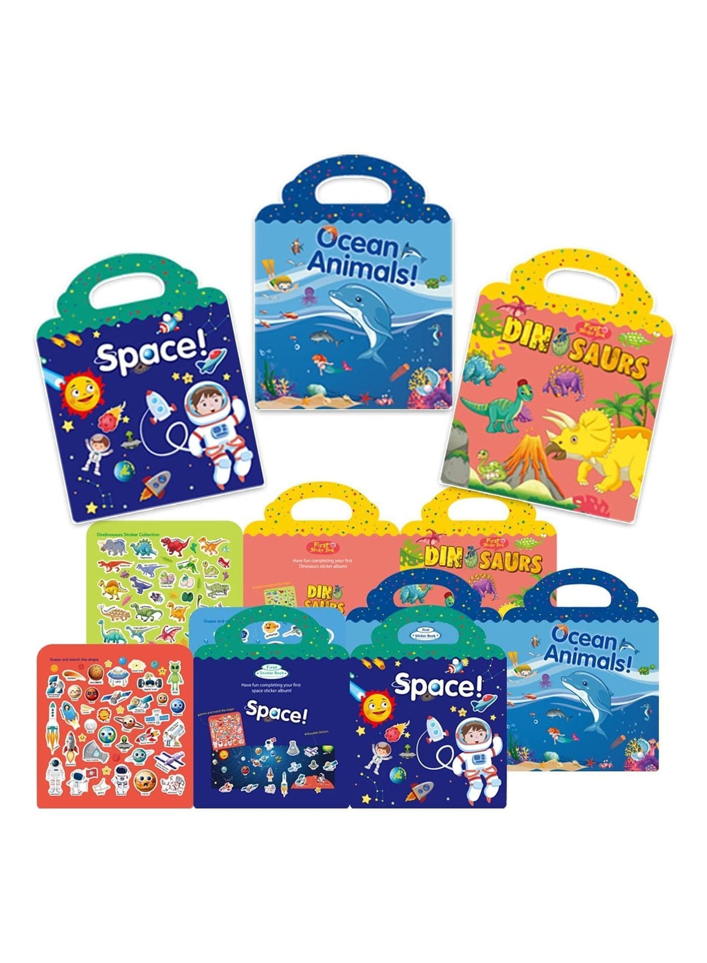 Reusable Sticker Books for Kids Dinosaur Toys Book 1 2 3 5 Year Old Boy Girl Gifts Static Learning Toddlers Great Birthday Gift