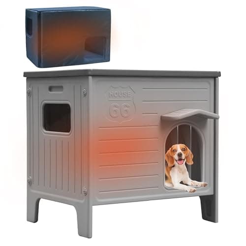 Rockever Insulated Dog House Outdoor Indoor for Small Medium Dogs, Insulated Dog House with Insulated Liner, Plastic Elevated Outdoor Dog House Waterproof Dog Kennel, Clean Easily((M & Liner)