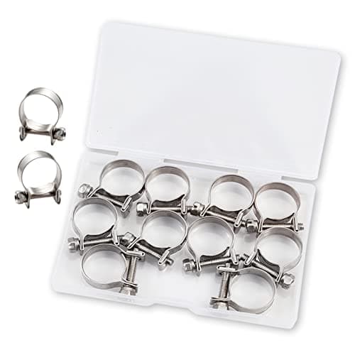 LEONTOOL 10pcs Stainless Steel Mini Fuel Line Pipe Hose Clamp Clip 1820mm Fuel Injection Line Style Hose Clamp Adjustable Pipe Hose Clip Tube Clamps For Diesel Petrol Pipe 2332 34Dia