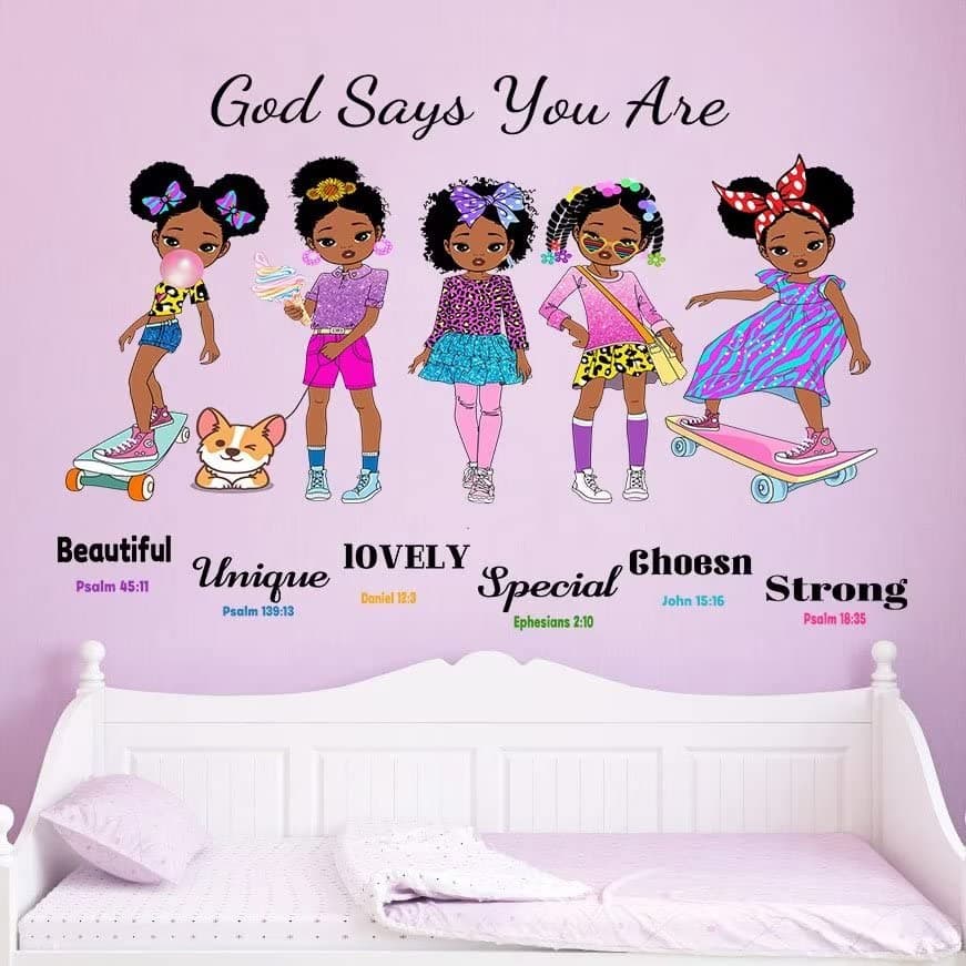 Wall Decals for Girls Toddler Bedroom,Black Girl Magic Inspirational Quotes Wall Stickers,Motivational Saying African American Girls Wallpaper for Baby Bedroom Room Wall Decor Decoration