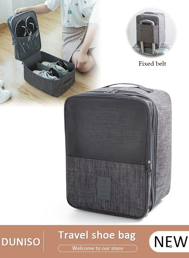 Shoe Bags for Travel Holds 3 Pair of Shoes Storage Organizer Travel Bag for Packing Travel Essentials for Flying Carry on Luggage Travel Accessories Grey