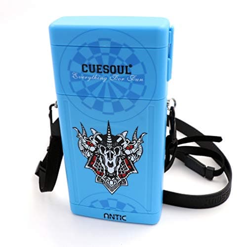 CUESOUL ANTIE Blue Dart Case Hard,Holds 6 Steel Tip Darts/Soft Tip Darts & Extra Dart Tips,Shafts & Flights,Durable Use