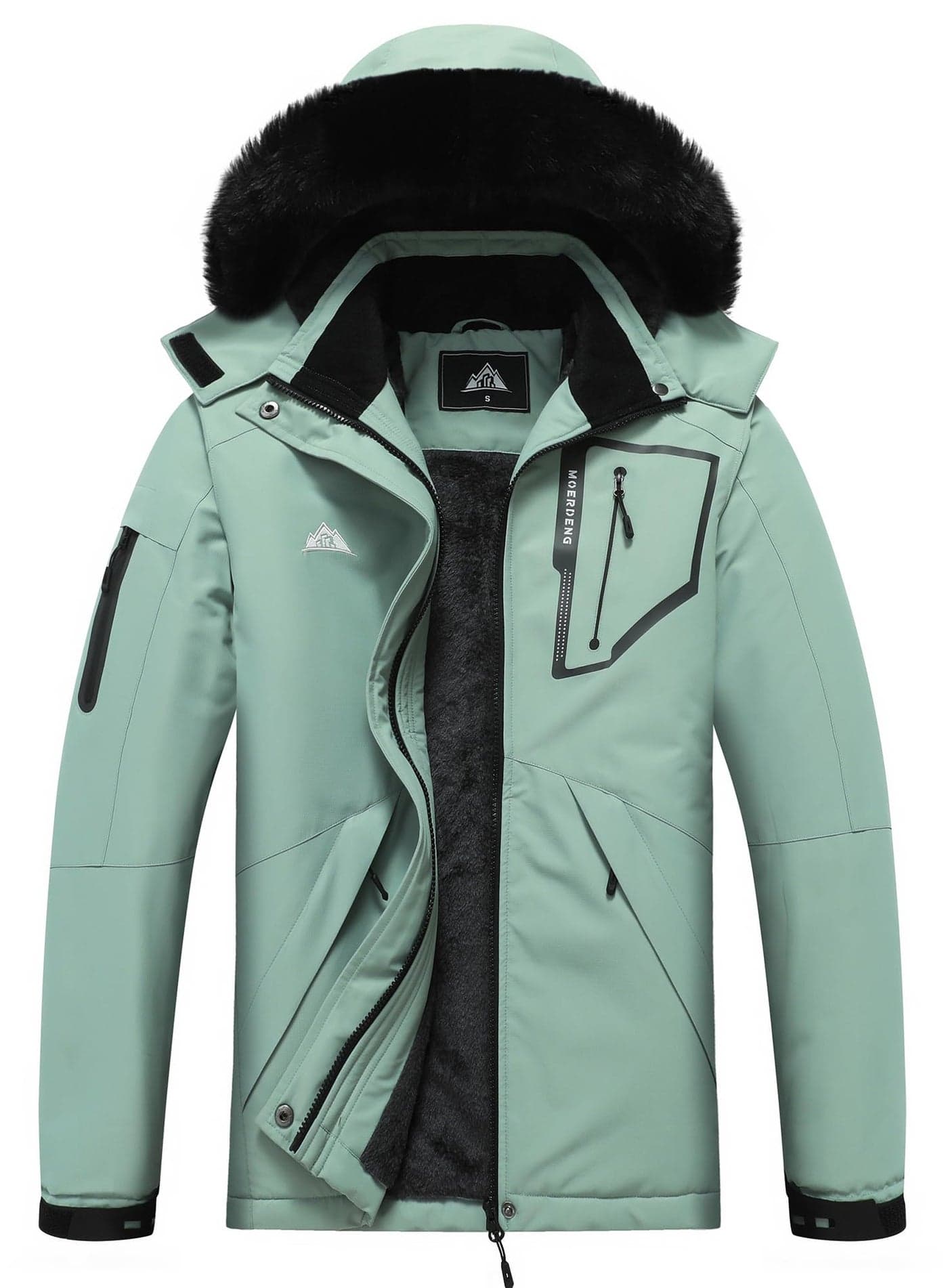 MOERDENG Women's Waterproof Snow Ski Jacket - Warm Winter Coat Insulated for Snowboarding, Mountain Hiking