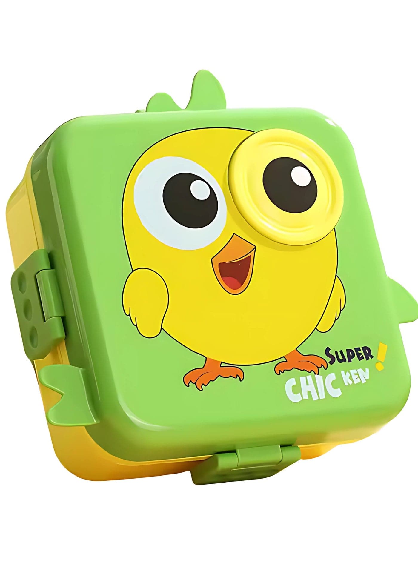 Twisoo Kids Lunch Box with Spoon – Leakproof Double Decker Bento Box, Durable Plastic, Sealed for Freshness, Sauce Cup Included, Perfect for School & Travel, 1120ml (Bird Green)