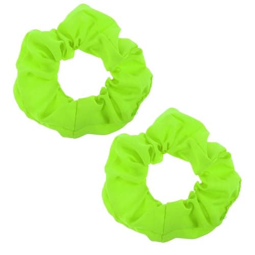 PEOVLVN 2 Pcs Neon Scrunchies Large Hair Scrunchies Neon Hair Ties Elastic Hair Bands Ponytail Holders 80s 90s Hair Accessories for Women Party Outfits and Workout Costumes Green