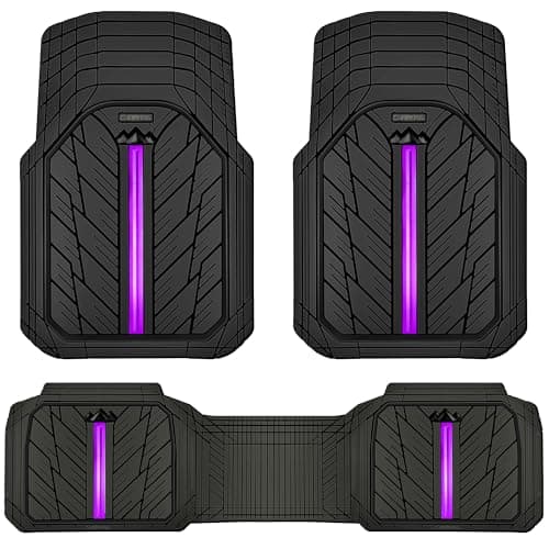 CAR PASS Rubber Floor Mats for Cars Car Mats Full Sets DeepDishUniversal SL Size Trimto Fit Automotive Floor Mat for Truck Van SUV Heavy Duty Waterproof AllWeather Floor Liners Black Purple