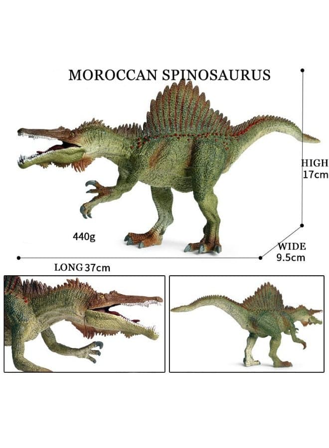 Morocco Spinosaurus Animal Model Toy With Movable Jaw, Realistic Solid Dinosaur Statue, Jurassic Dinosaur Toy For Kids, Children Cognitive Education Toy, Bath And Pool Water Play Toys, Boys Girls Birthday Party Gifts, Ideal Gift and Room Decor for Boys & Girls, Green , 37*9.5*17 Cm
