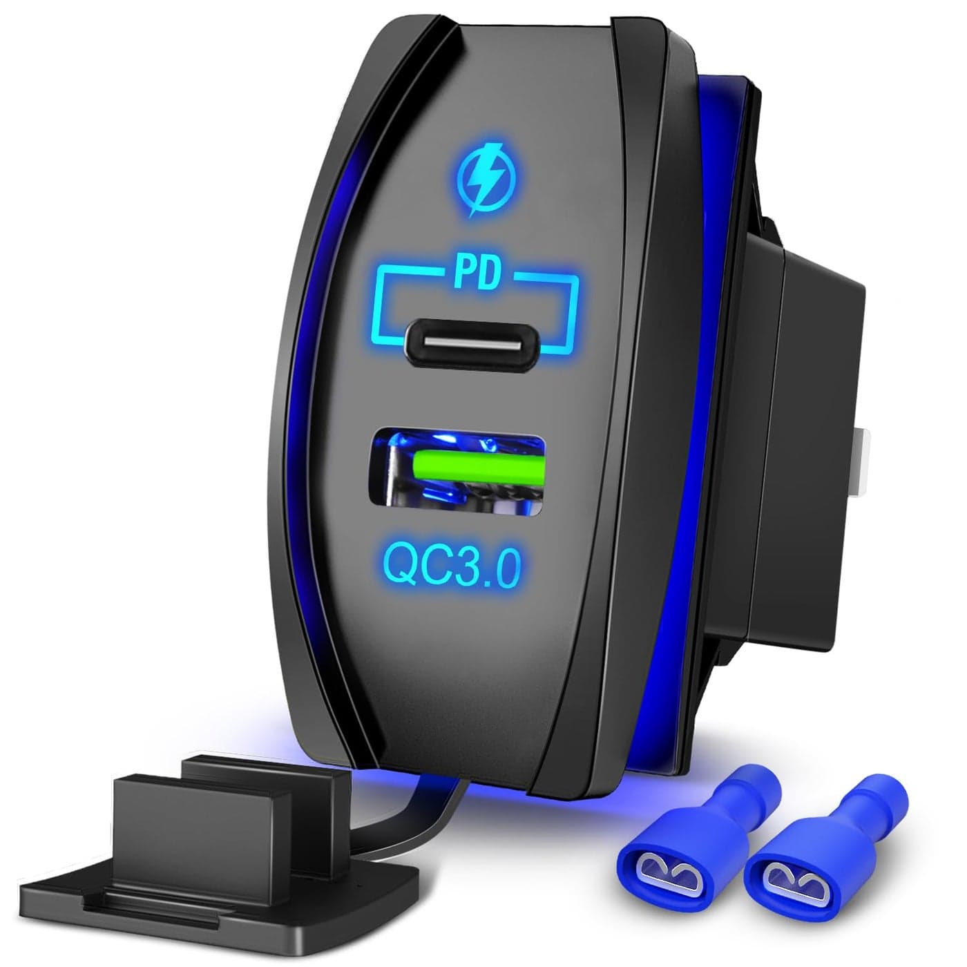Nilight Rocker Switch Style USB Outlet Socket with PD Type C and QC 3.0 - 4.2A Fast Charging for Cars, Boats, Trucks, RVs