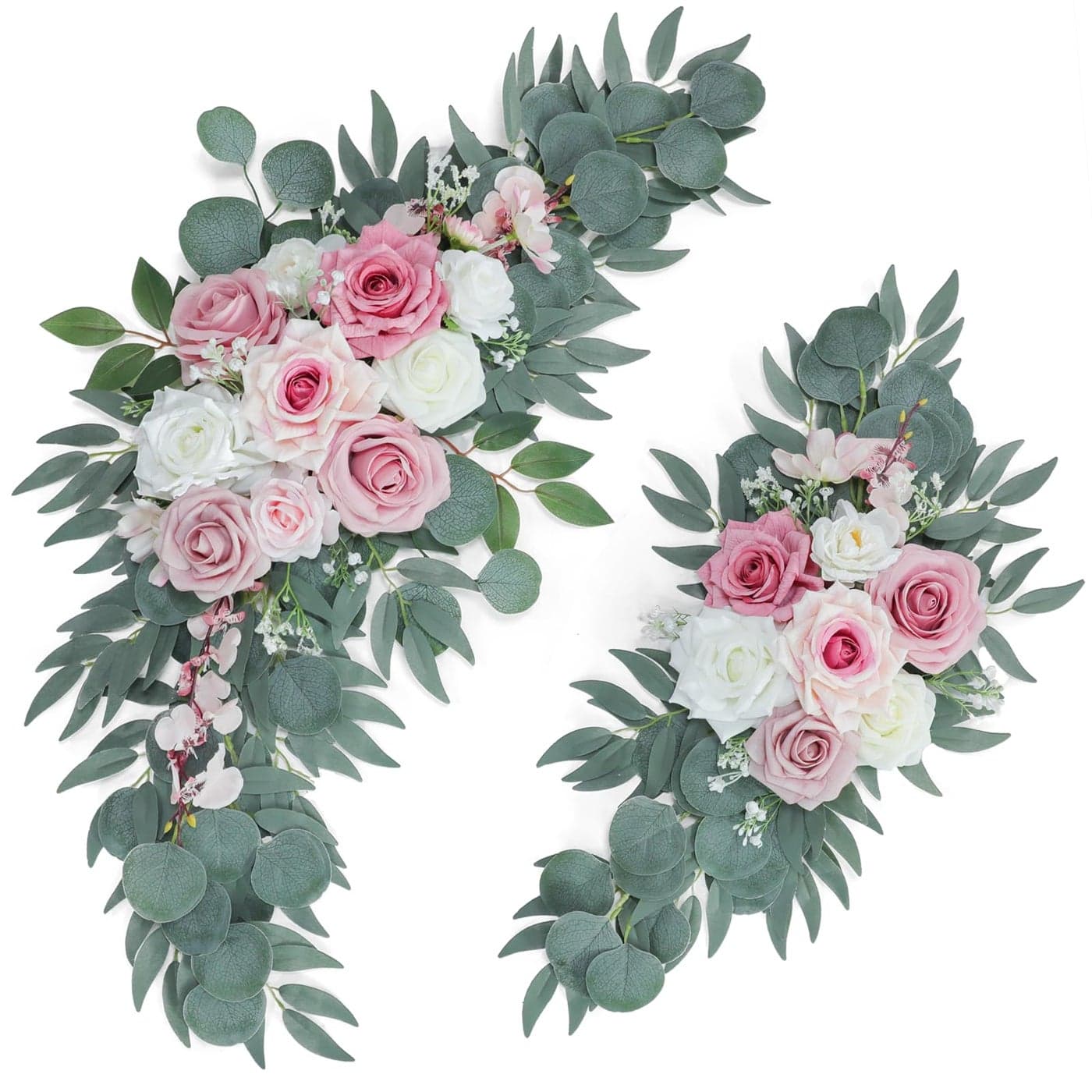 ponatia Artificial Wedding Arch Flowers Pack of 2 Dusty Rose Wedding Flowers for Wedding Welcome Signs Floral Decorations and Wedding Reception Ceremony Decor Dusty Rose Pink Ivory