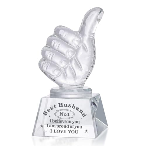 LONGWIN Best Husband Gifts from Wife, Husband Christmas Birthday Gifts Idea Crystal Awards with Thumbs Up, Unique Present for Husband Gift for Him Men