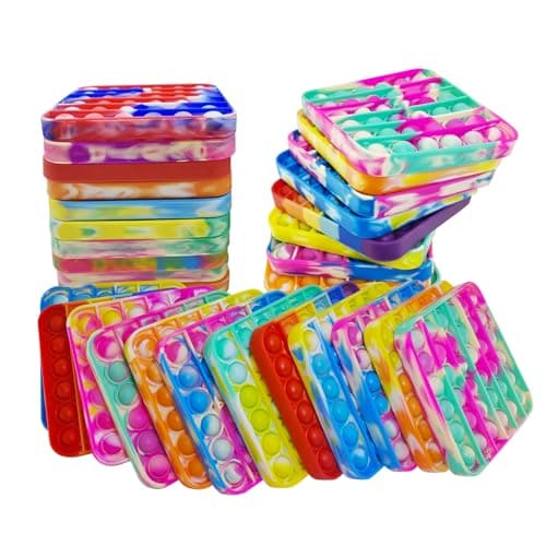 24 PCS Pop Fidget Sensory Toys for Party FavorsPush Pop Bubble Silicone Squeeze Sensory Toys for Kids Adult Autism Special Needs Stress Relief Gift for Birthday Christmas Valentine Classroom Prizes