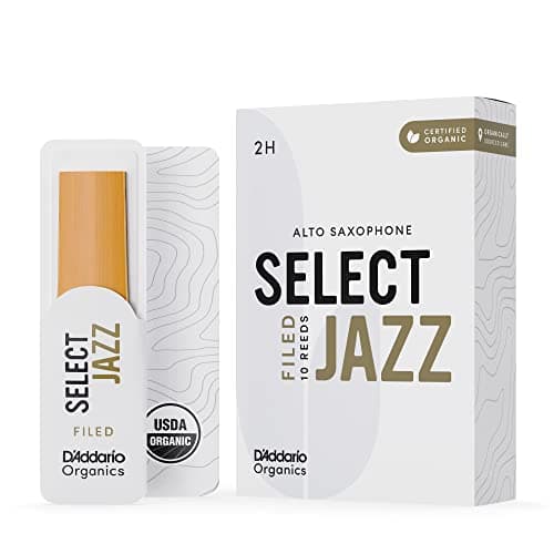 D'Addario Organic Select Jazz Filed Alto Saxophone Reeds - Sax Reeds - Individually Sealed - 2 Hard, 10 Pack