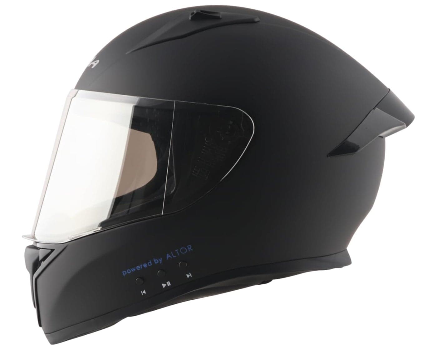 Vega Bolt ISI Certified Smart Bluetooth Full-Face Helmet – Shockproof, UV-Protected, Lightweight, Premium Comfort Dull Black M