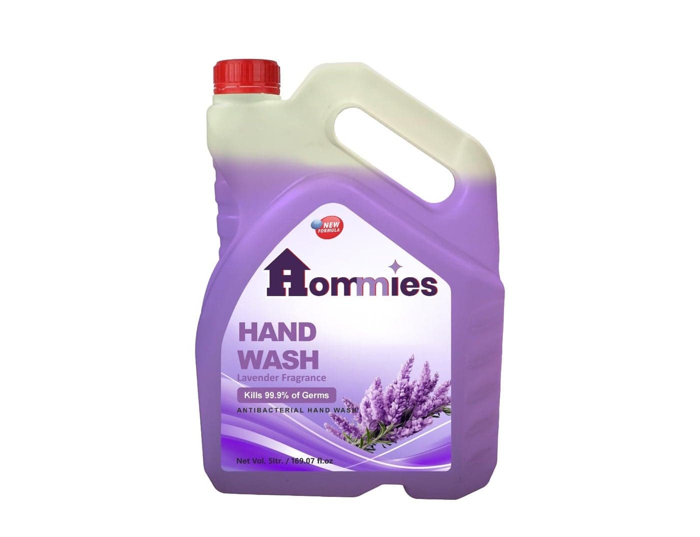 Hommies Liquid Handwash Refill Can, 5L Lavender | Kills 99% Germs, pH-Balanced, Triclosan & Paraben-Free | Rich Lather, Anti-Bacterial, Gentle on Hands | Bulk Refill for Family Use