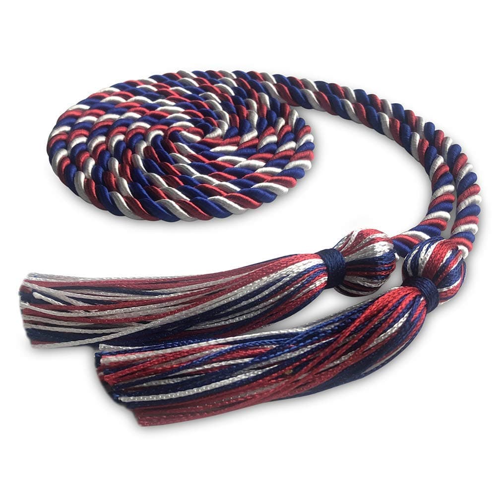 Endea Graduation Single Honor Cord ThreeColor Royal BlueRedWhite
