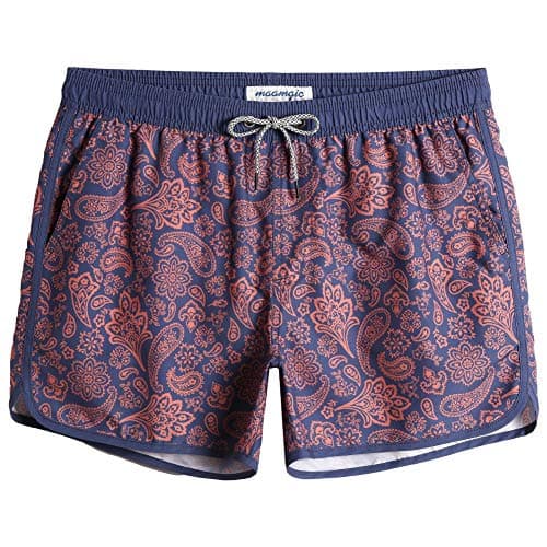 maamgic Mens Short 80s 90s Vintage Swim Trunks with Mesh Lining Quick Dry Bathing Suit Board Shorts Paisley Purple Large