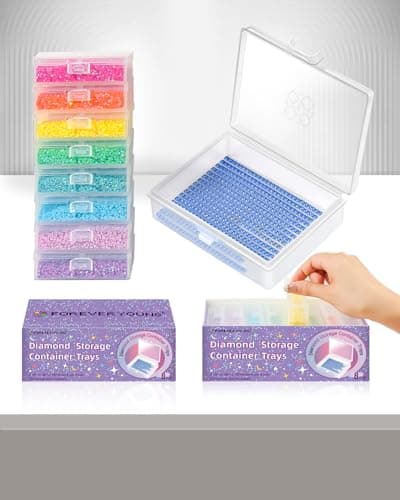 ForeverYoung 8pcs Diamond Painting Storage Containers Trays, Purple, 2-in-1 Diamond Art Storage & Trays with Lids