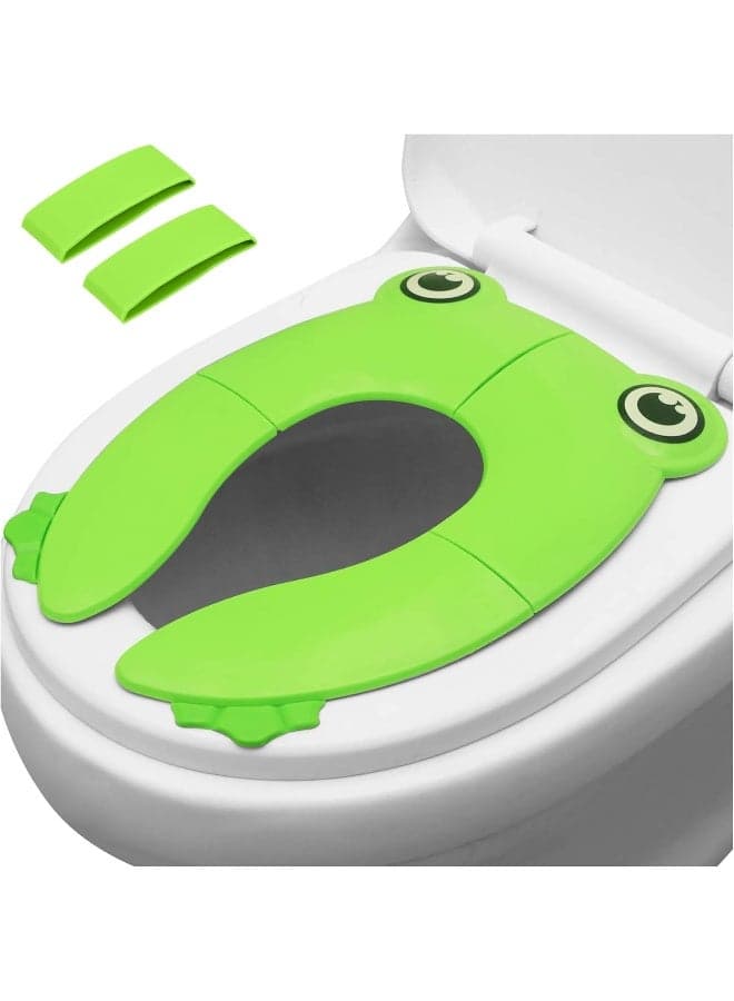 PandaEar Folding Travel Toilet Seat Cover for Children and Potty Training - Portable Silicone Seat for Toddlers, Boys & Girls With Non-Slip Pads - Recyclable
