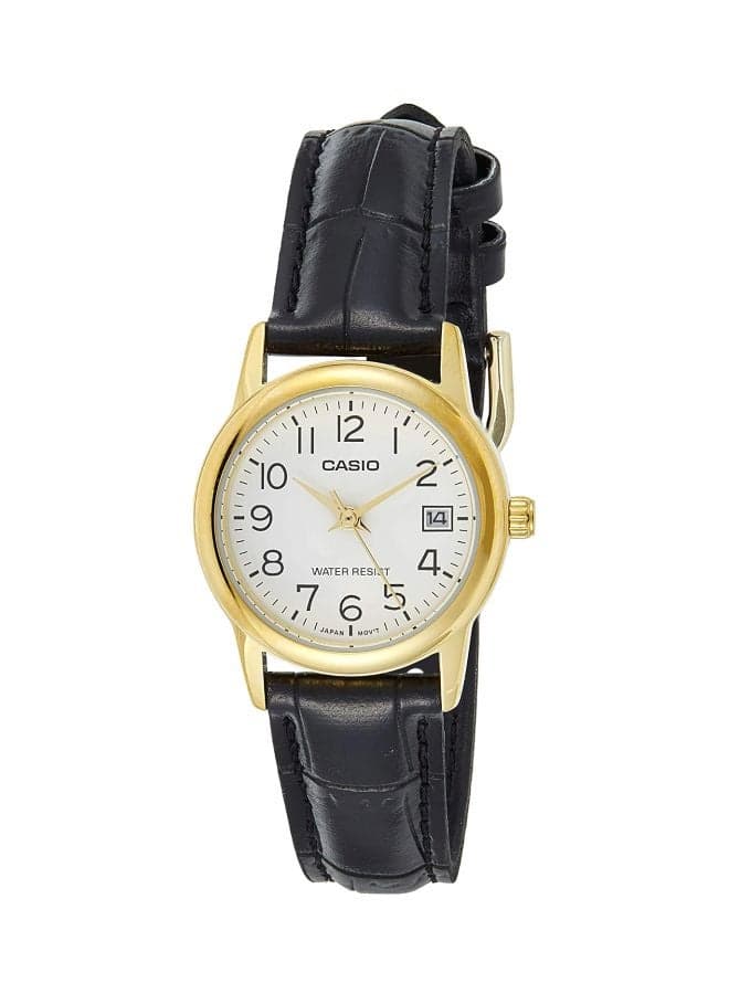 Women Leather Analog Wrist Watch LTP-V002GL-7B2UDF - 25 mm - Black