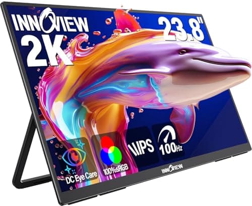 InnoView 238 Inch 2K 100Hz Large Portable Monitor E2 100 sRGB Fast IPS Portable Gaming Monitor QHD w180 Adjustable Stand USBC HDMI Laptop Monitor for PS54 Desktop MacBook Switch Xbox 2560X1440