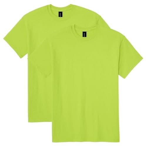 Gildan Unisex Adult Dryblend T-shirt, Style G8000, Multipack, Safety Green (2-pack), Large US