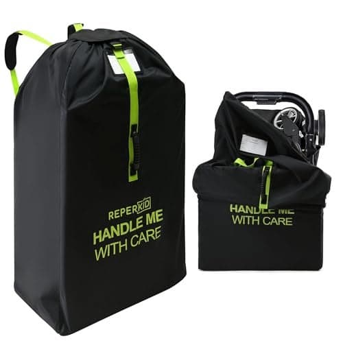 reperkid Large Stroller Bag for Airplane Travel Black Green 47 H x 24 W x 15 D Fits Most Large Single Double Jogging Strollers Premium Waterproof Cover Adjustable Shoulder Straps