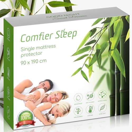 Single Waterproof Mattress Protector 90x190cm Soft Breathable Fitted Cover 100 Bamboo Single Bed Mattress Protector with Deep Skirt Hypoallergenic Quiet Sheet for Everyday Bedding