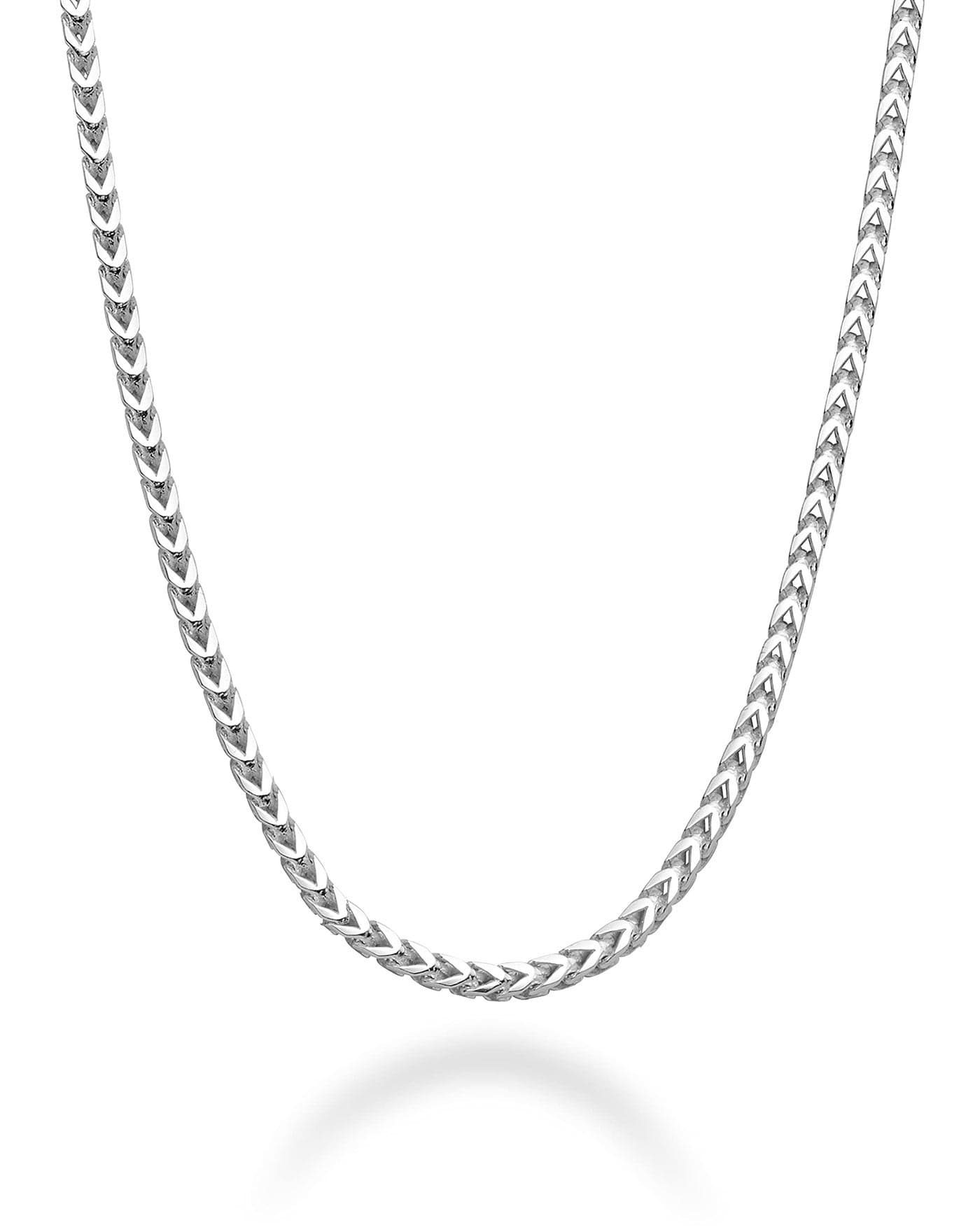 Miabella Italian Solid 925 Sterling Silver 2mm Franco Square Box Link Chain Necklace for Men Women Made in Italy (Length 20 Inches)
