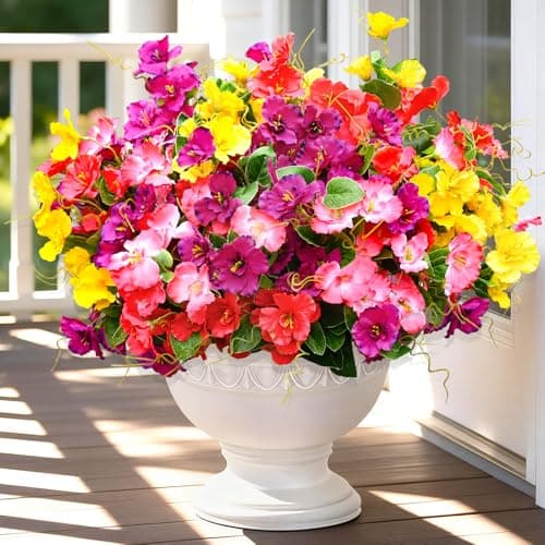 Yastouay Artificial Flowers for Outdoors UV Resistant 6 Bundles Realistic Fake Outdoor Hibiscus Flowers Artificial Outdoor Flowers Faux Flowers for Outdoor Planters Front Porch Patio Outdoor