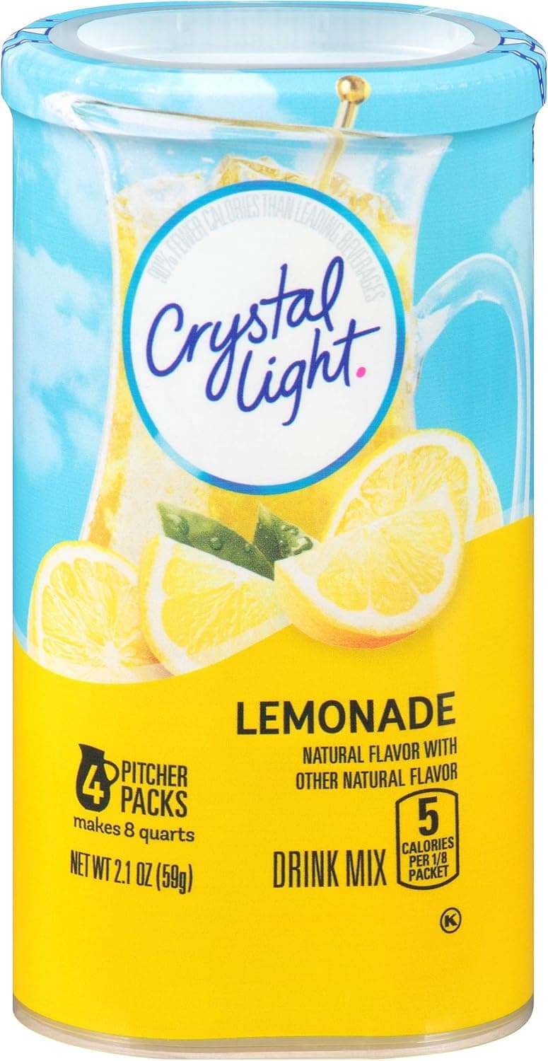 Crystal Light Sugar-Free Lemonade Drink Mix - 4 Pitcher Pack (Makes 8 Quarts)