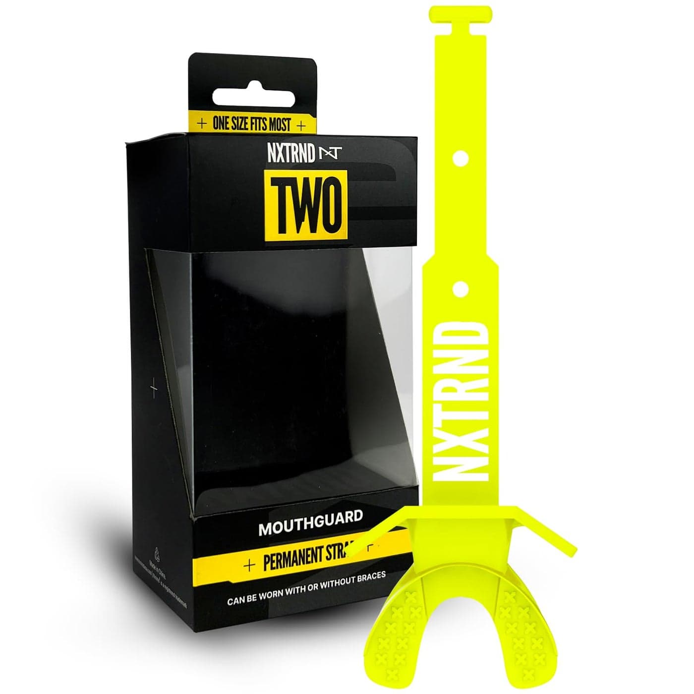 Nxtrnd Two Football Mouth Guard Football Mouthpiece with Strap Fits Adult Youth Neon Yellow