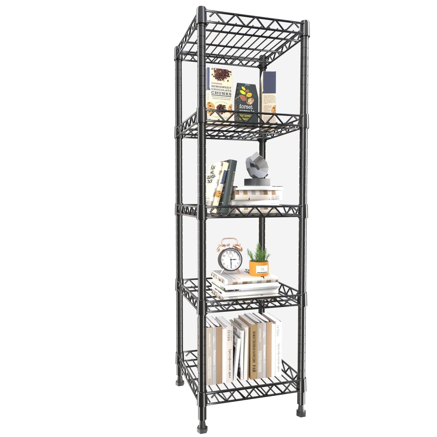 GIOTORENT 5 Tier Standing Shelving Metal Units Adjustable Height Wire Shelf Display Rack for Laundry Bathroom Kitchen 118 W x 118 D x 50 H 5Tier Black