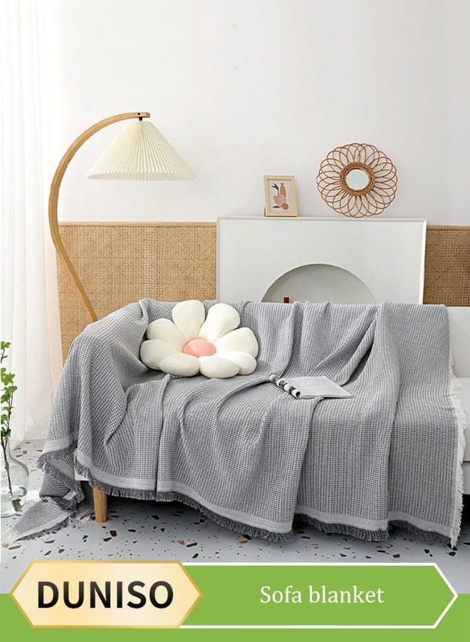 Simple Sofa Cover,Sofa Towel,Simple style Wrap-Up Sofa Cover, All-Season Sofa Blanket of Sofa Cover One Piece Bedding Easy to Take Care of Multi-functional Blanket Shawl Sofa Towel 130*180cm(grey)
