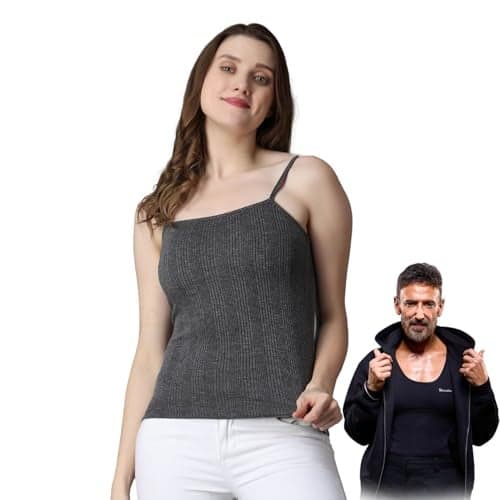 Wearslim® Premium Women’s Cotton Quilted Thermal Underwear, Ultra Soft Cold Weather Lightweight Top Spaghetti Warmer - Black (Medium) Pack of 1
