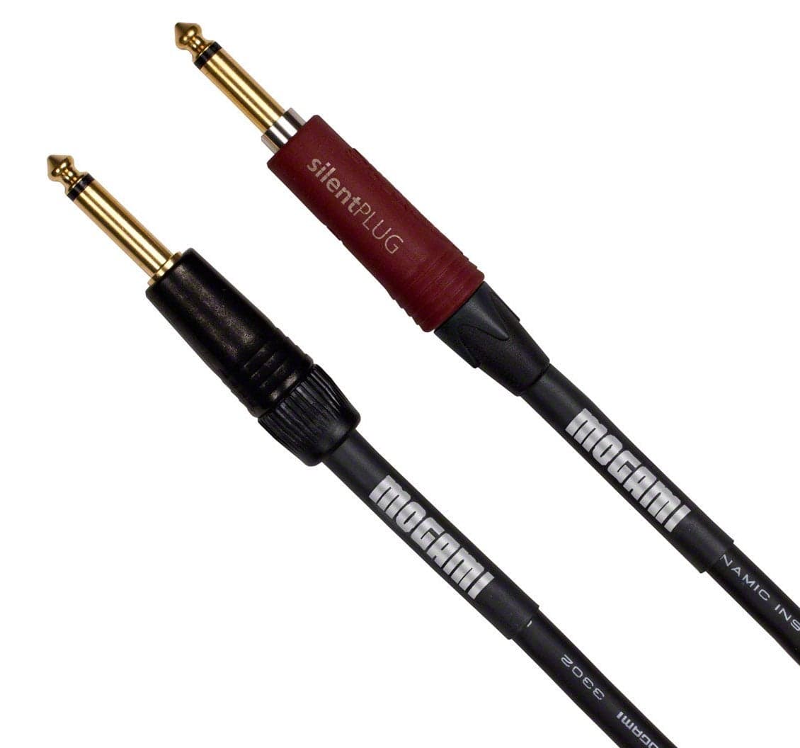 Mogami Platinum GUITAR20 Instrument Cable 14 TS Male Plugs Gold Contacts Straight Connectors with silentPLUG 20 Foot