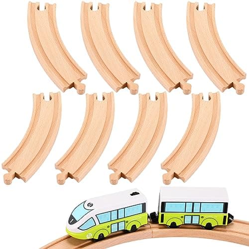 Liliful Pack of 8 Wood Train Track Expansion Packs Compatible with Most Train Tracks63 x 157 x 063 InchCurved