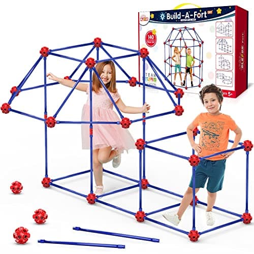 OleFun Fort Building Kit for Kids 45678Year Old Boys Girls 140 pcs Creative STEM Building Toys for DIY Castles Tunnels Play Tent Ideal Gift for Aged 58