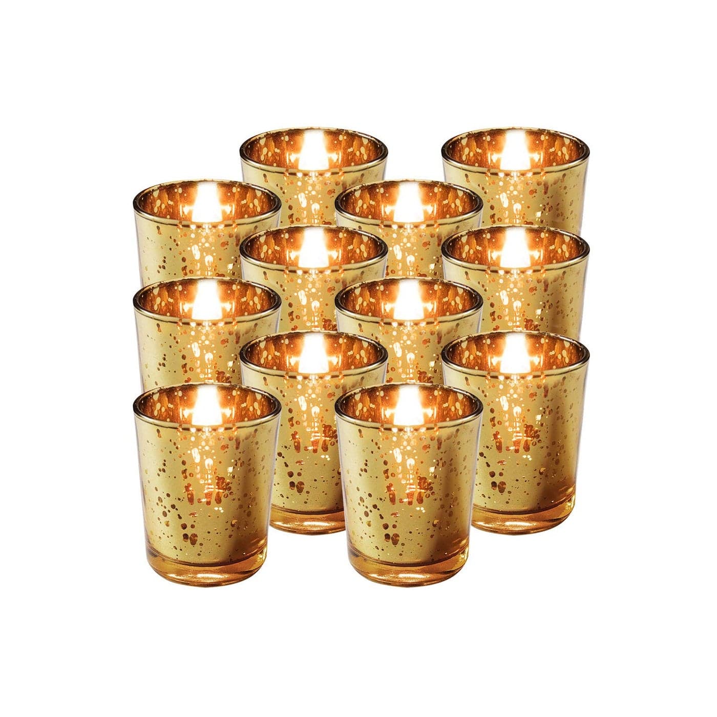Royal Imports Gold Mercury Glass Votive Candle Holder Table Centerpiece Tealight Decoration for Elegant Dinner Party Wedding Holiday Set of 12 Unfilled