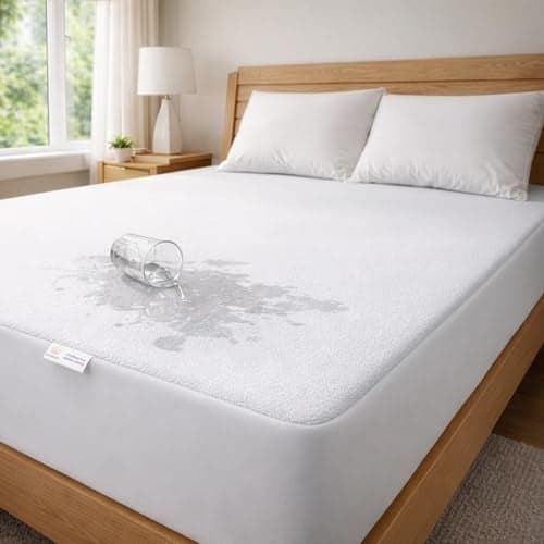 MY ARMOR Waterproof Mattress Protector 75" x 72" | 6.25 x 6 feet, Terry Cotton Feel, White - Twin XL Size