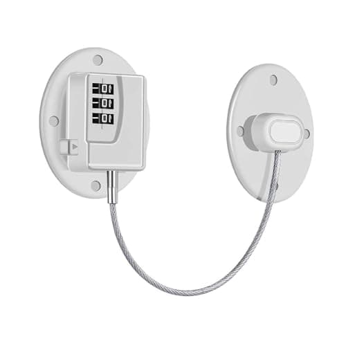 Refrigerator Lock - Heavy Duty Combination Fridge Lock, Child Proof Cabinet Locks,No Keys Needed(White- 1 Pack)