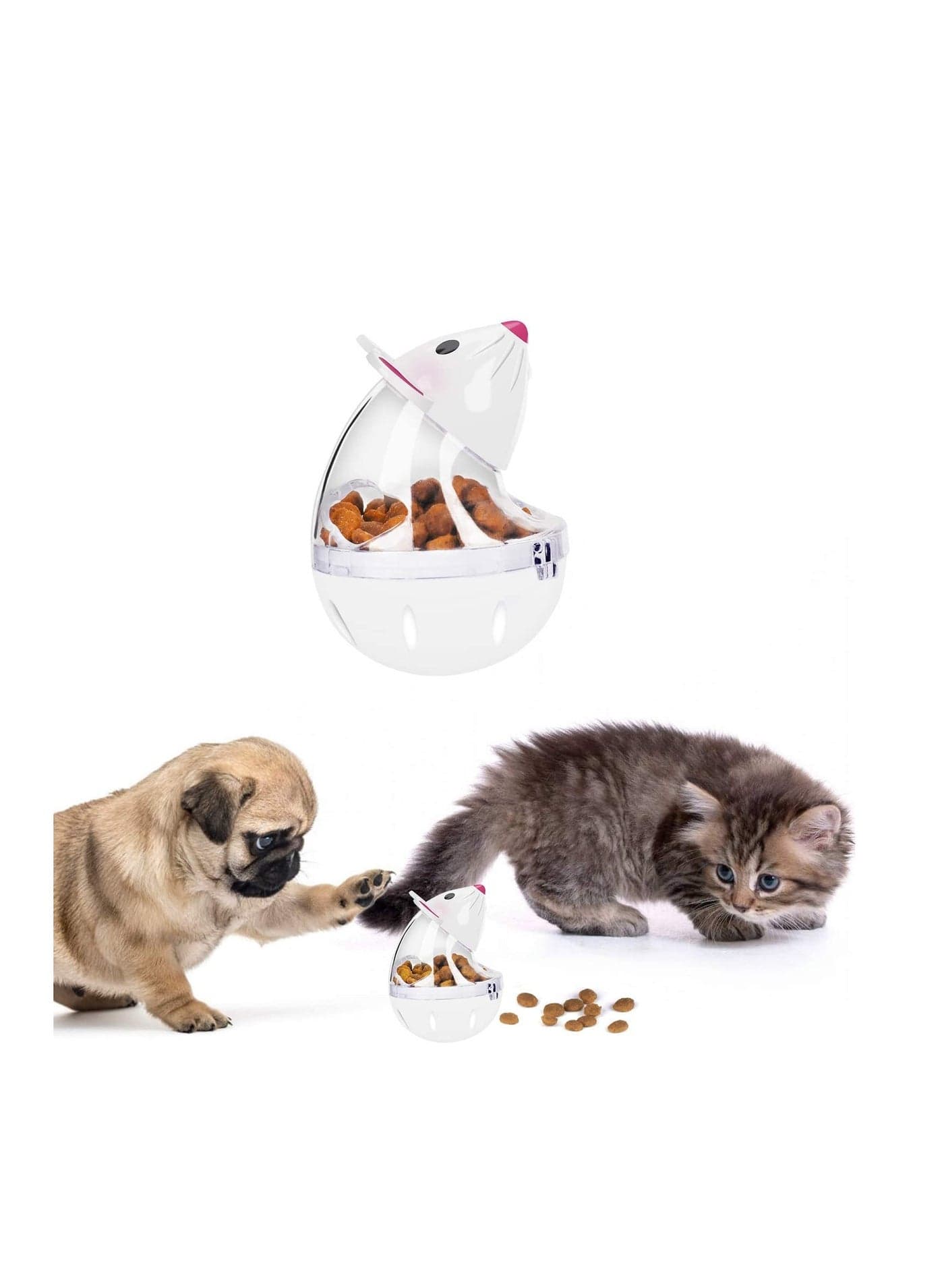 Funny Cat Tumbler Toy with Slow Food Feeding Ball for Interactive Play, Kitten Exercise, Training & Fun, Best Cat Toys for Active Kittens, Automatic Pet Feeder Slow Release, High-F