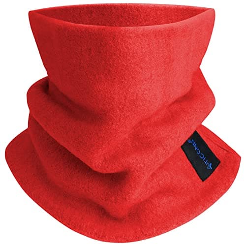 TICONN Neck Gaiter Face Cover Scarf, Neck Warmer Breathable Sun & Wind-proof for Skiing Fishing Hiking Cycling (Fleece, Candy Red)