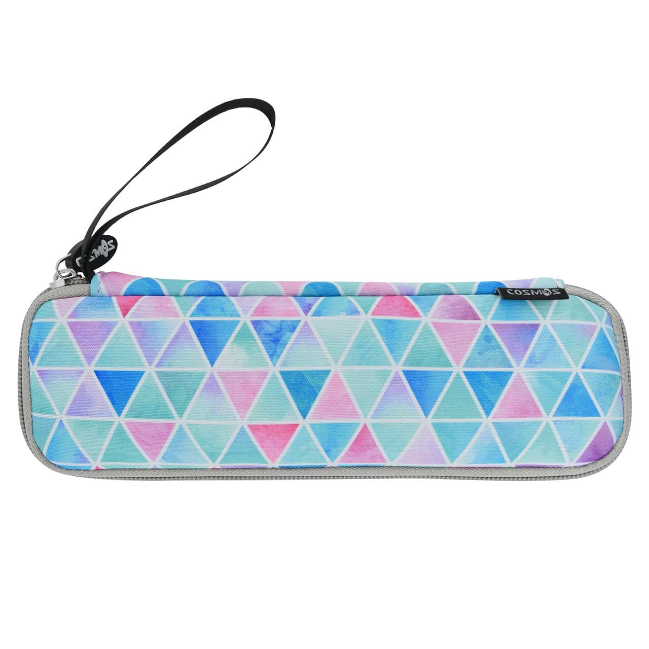 CM Reusable Portable Travel Tableware Carrying Bag Storage Case Cutlery Flatware Organziers for Straw Spoon Fork Chopsticks Utensil Holder Fade in Blue Triangle Pattern